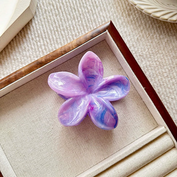 Women's Spray Painted Ps Material Flower Hairclip With Marble Pattern