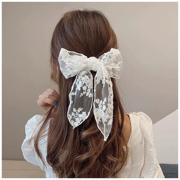 Women's Spring Mesh Bow Hairpin Purely Handmade Accessories