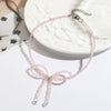 Women's Spring Small Fresh Crystal Beaded Artificial Crystal Bow Necklace