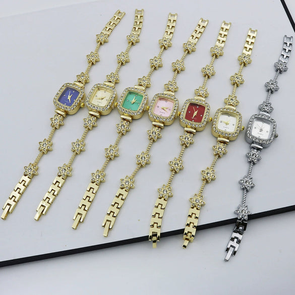 Women's Square Alloy And Stainless Steel Bracelet Quartz Watch Light Luxury Casual Style