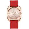 Women's Square Alloy Case And Silicone Band Quartz Watch With Spiral Crown And Horseshoe Buckle