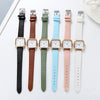 Women's Square Alloy Case Imitation Leather Strap Quartz Watch With Simple Roman Numerals And Spiral Crown