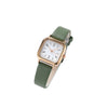 Women's Square Alloy Case Imitation Leather Strap Quartz Watch With Simple Roman Numerals And Spiral Crown