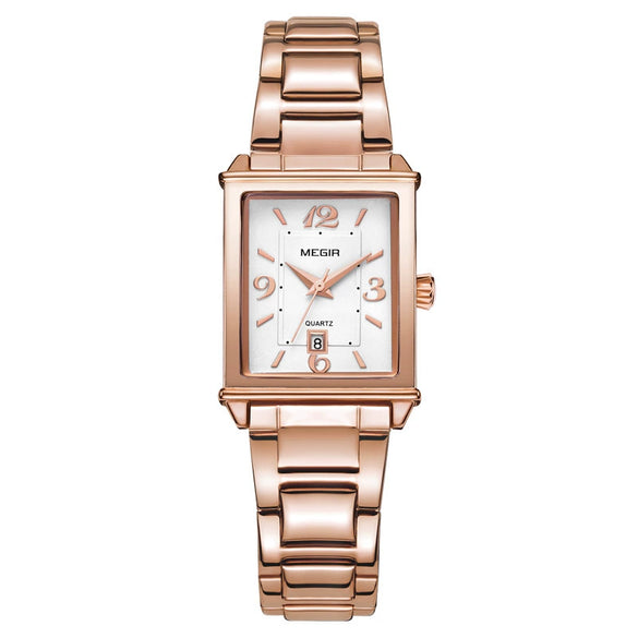 Women's Square Alloy Case Stainless Steel Band Retro Fashion Quartz Watch With Imported Movement And Calendar