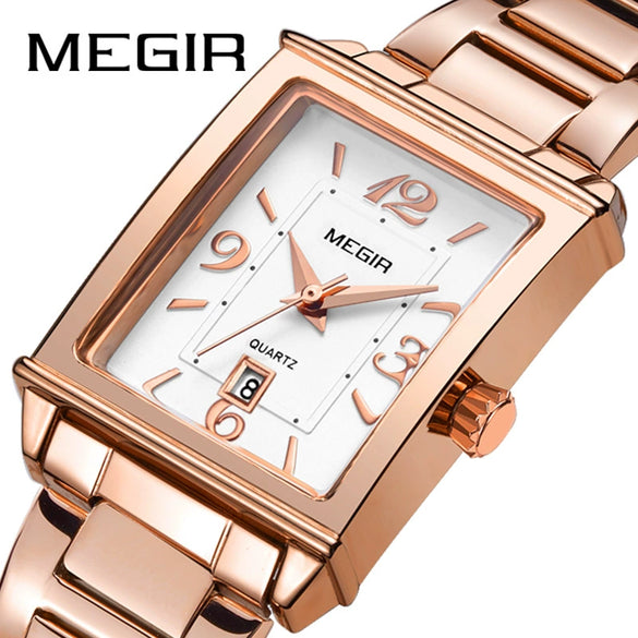 Women's Square Alloy Case Stainless Steel Band Retro Fashion Quartz Watch With Imported Movement And Calendar