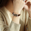 Women's Square Alloy Pu Rose Gold Watch Retro Simple Light Luxury Niche New Style Printed Logo Waterproof Mineral Strengthened Mirror Pin Buckle Spiral Crown
