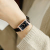 Women's Square Alloy Pu Rose Gold Watch Retro Simple Light Luxury Niche New Style Printed Logo Waterproof Mineral Strengthened Mirror Pin Buckle Spiral Crown