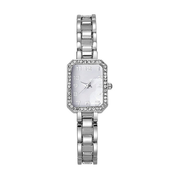 Women's Square Digital Quartz Watch Light Luxury Casual Hollow Stainless Steel Alloy