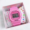 Women's Square Electronic Watch Plastic Case Silicone Strap Stainless Steel Clasp Leisure Style