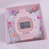 Women's Square Electronic Watch Plastic Case Silicone Strap Stainless Steel Clasp Leisure Style