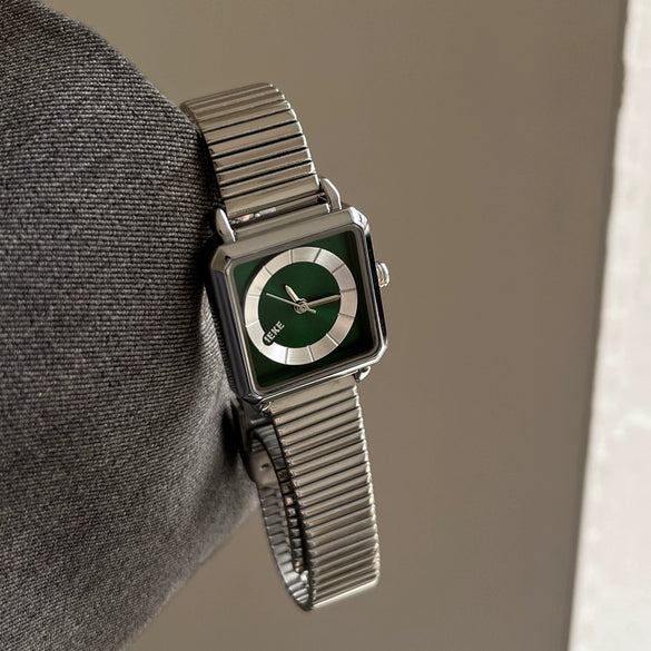Women's Square Fashion Retro Style Alloy Case Steel Band Watch