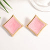 Women's Square Geometric Stud Earrings With Drip Glaze Finish Fashionable Iron Jewelry With Stainless Steel Posts And Sophisticated Style