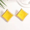 Women's Square Geometric Stud Earrings With Drip Glaze Finish Fashionable Iron Jewelry With Stainless Steel Posts And Sophisticated Style