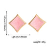 Women's Square Geometric Stud Earrings With Drip Glaze Finish Fashionable Iron Jewelry With Stainless Steel Posts And Sophisticated Style