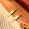 Women's Square Hammered Copper Pendant Earrings With Geometric Exaggerated Design And Electroplated Finish