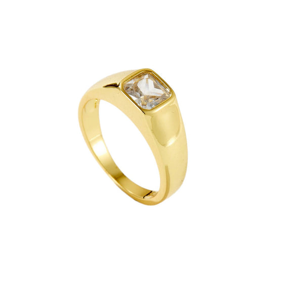 Women's Square Microinlaid Zircon Ring Copper Electroplated Platinum 18K Gold Fashion Geometric Jewelry