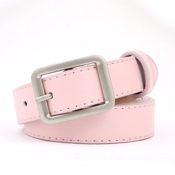 Women’s Square Pin Buckle Belt In Imitation Leather With Patent Leather Finish Sweet Casual Belt Decoration