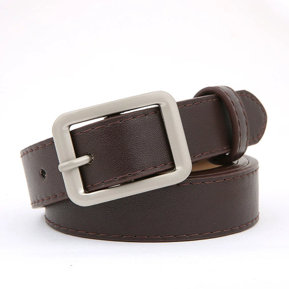 Women’s Square Pin Buckle Belt In Imitation Leather With Patent Leather Finish Sweet Casual Belt Decoration