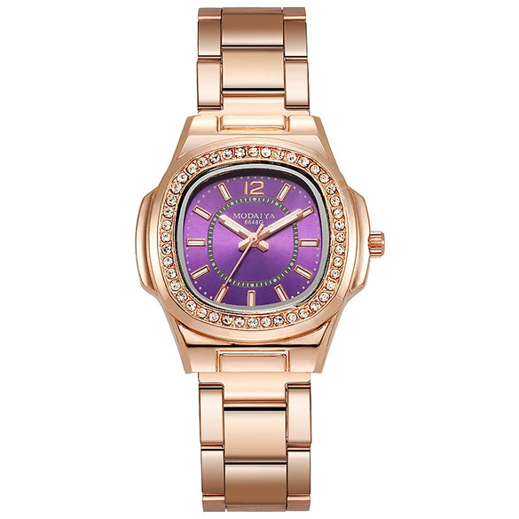 Women's Square Quartz Watch With Steel Band And Alloy Case Casual Style