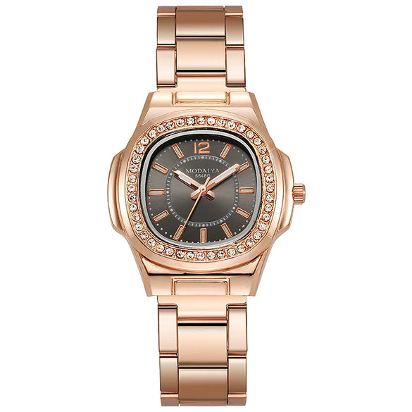 Women's Square Quartz Watch With Steel Band And Alloy Case Casual Style