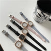 Women's Square Small Watch Alloy Case Imitation Leather Strap Leisure Style