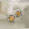 Women's Square Stainless Steel Geometric Earrings With Electroplating Design