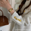 Women's Square Watch Alloy Case Ordinary Glass Mirror Bamboo Strap Antique Style
