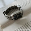 Women's Square Watch Alloy Case Ordinary Glass Mirror Bamboo Strap Antique Style