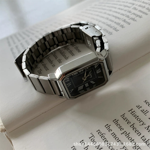 Women's Square Watch Alloy Case Ordinary Glass Mirror Bamboo Strap Antique Style