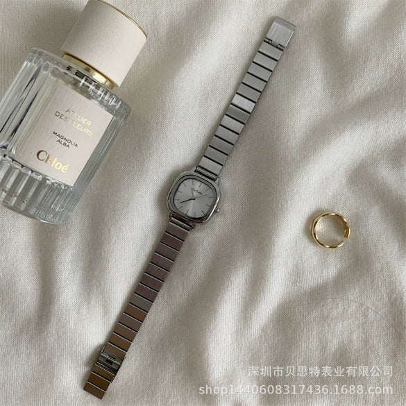 Women's Square Watch With Bamboo Strap And Alloy Case