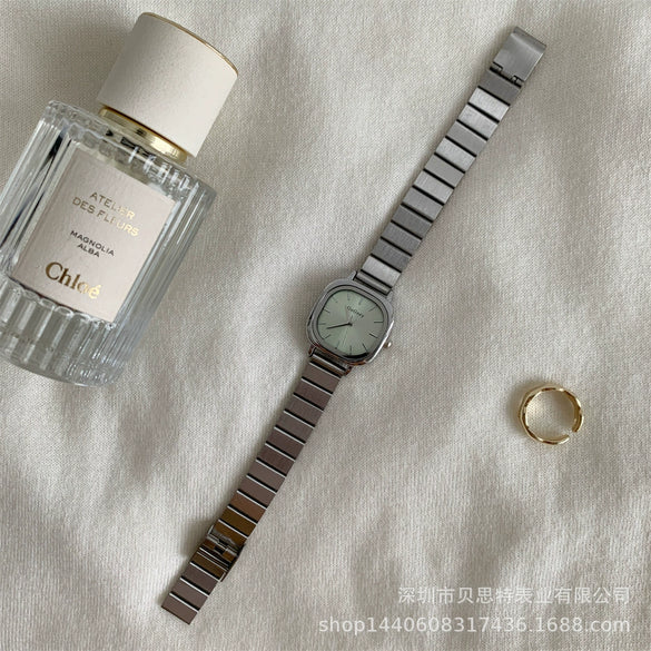 Women's Square Watch With Bamboo Strap And Alloy Case