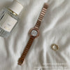 Women's Square Watch With Bamboo Strap And Alloy Case