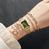 Women's Square Zinc Alloy Case Alloy Strap Quartz Watch With Heart Bracelet Leisure Style