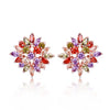 Women's Square Zircon Flower Earrings Fashion Full Stone Ear Buckle Style Natural Floral Design