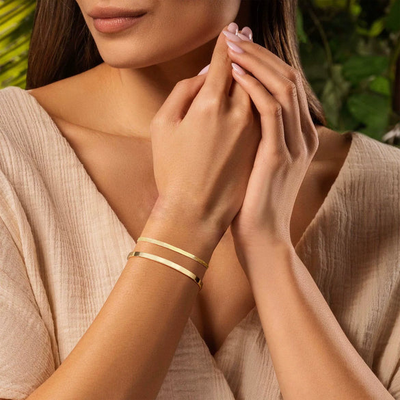 Women's Stackable U Shape Bracelet Adjustable Stainless Steel Gold Tone Geometric Electroplated Fashion Jewelry