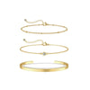 Women's Stackable U Shape Bracelet Adjustable Stainless Steel Gold Tone Geometric Electroplated Fashion Jewelry