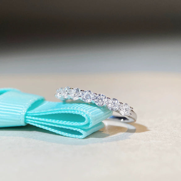 Women's Stacked Ring S925 Sterling Silver Geometric Joker Style With Zircon And High Carbon Diamond Electroplated