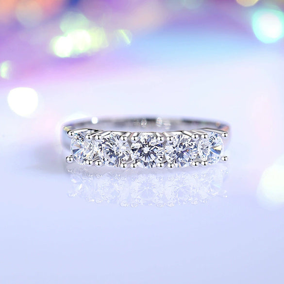 Women's Stacked Round Ring S925 Sterling Silver Geometric Style With Zircon And High Carbon Diamond