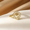 Women's Stacking Ring With Imitation Pearl Copper Animal Zodiac Diamond Studded