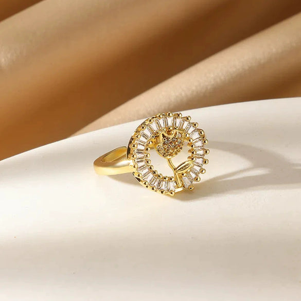 Women's Stacking Ring With Imitation Pearl Copper Animal Zodiac Diamond Studded