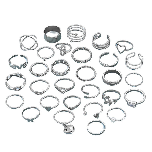 Women's Stacking Style Asymmetrical Fashion Heart Pendant Geometric Ring Set Alloy Electroplating