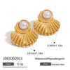 Women's Stainless Steel Acrylic Pearl Geometric Fan Shaped Earrings With Electroplating