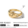 Women’s Stainless Steel Adjustable Drop Ring With Zirconia Rhinestone And Cat Eye Stone 18K Vacuum Electroplated Fashion Jewelry