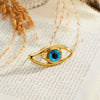 Women's Stainless Steel Adjustable Geometric Ring With Blue Eye Design And 18K Vacuum Electroplated Finish