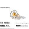 Women's Stainless Steel Adjustable Open Ring With Hollow Flower Geometric Design And Vacuum Plated Non Fading Finish