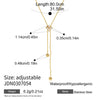 Women's Stainless Steel Adjustable Pullthrough Long Necklace With Geometric Pendant And Pvd Gold Plating