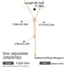 Women's Stainless Steel Adjustable Pullthrough Long Necklace With Geometric Pendant And Pvd Gold Plating