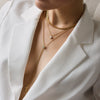 Women's Stainless Steel Adjustable Pullthrough Long Necklace With Geometric Pendant And Pvd Gold Plating