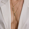 Women's Stainless Steel Adjustable Pullthrough Long Necklace With Geometric Pendant And Pvd Gold Plating