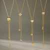 Women's Stainless Steel Adjustable Pullthrough Long Necklace With Geometric Pendant And Pvd Gold Plating